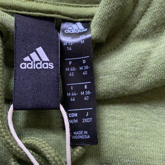 adidas Pullover Hoodie Olive Green Sweatshirt Sz M - Picture 6 of 8